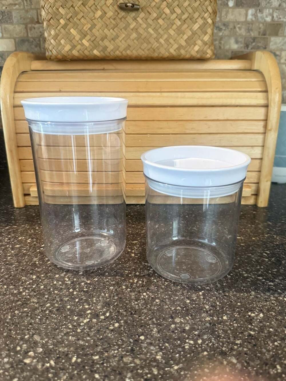 Mason Craft & More 2 Piece Large Clear Plastic Tall Food Storage Canisters